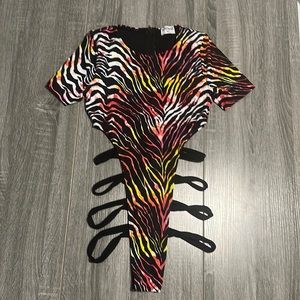 Sexy Strappy multicolored animal print one piece bathing suit